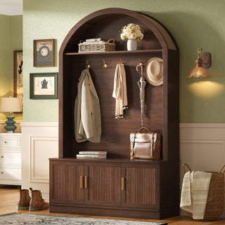Arched Top Hall Tree With 5 Hooks