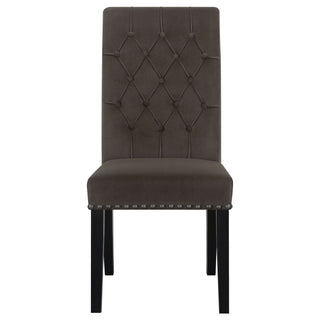 Side Chairs With Tufting Nailhead Trim (Set of 2) - Brown