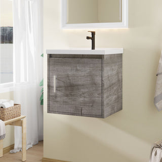 Floating Bathroom Vanity Combo, Wall Mounted Cabinet With Sink & Soft Close Doors For Small Bathrooms