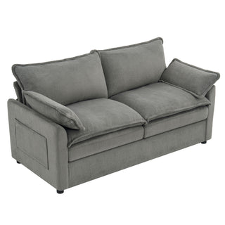 Modern Loveseat Sofa, Upholstered Couch With Side Storage Pockets