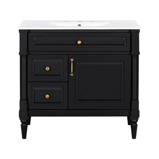 Freestanding Bathroom Vanity With Sink, Adjustable Shelf, Flip Drawer