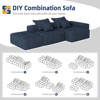 Modern Oversized Diy Combination Modular Sectional Sofa & Pillows