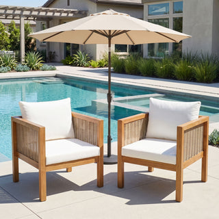 2 Piece Outdoor Armchair Set With Cushion