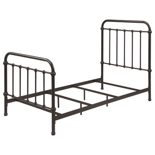 Twin Panel Bed With Ornate Design - Bronze