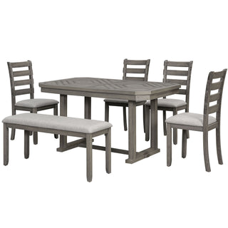 6 Piece Dining Table Set With Ergonomic Seating