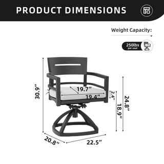 Outdoor Patio Swivel Rocker With Outdoor Grade Sunbrella Fabric Cushions (Set of 2) - Ember Black