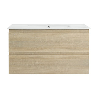 Wall Mounted Bathroom Vanity & Sink, 2 Soft Close Drawers