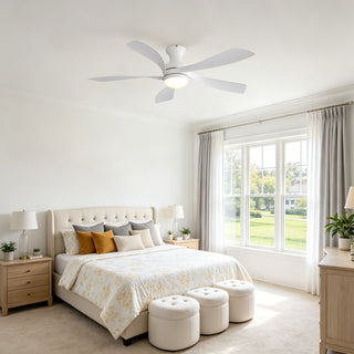 52" Ceiling Fan With 3 Color Dimmable LED Light, DC Reversible Motor, 6 Speed Settings