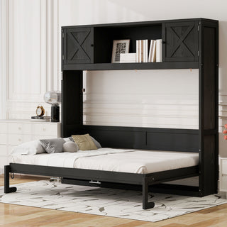 Rustic Casual Murphy Bed With Storage Cabinets