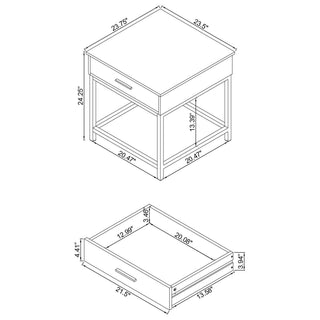 Square End Table With 1 Drawer - Brown