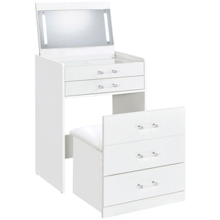Ayuba - 3 Drawer Makeup Vanity Table With Mirror And Stool