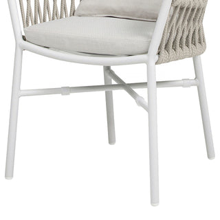Maiden - Barrel Back Aluminum & Rope Outdoor Patio Dining Chair, Sunproof Olefin (Set of 2)