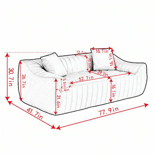 Oversized 2 Seater Loveseat With 2 Decor Throw Pillows, Deep Seat Sofa For Living Rooms