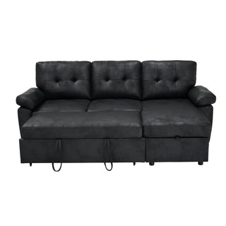 Convertible L - Sectional Sofa Bed With Storage Chaise And Padded Armrests