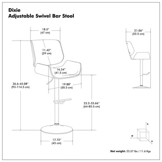 Dixie - Adjustable Swivel Bar Stool - Black