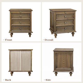 Nightstand With 4 Drawers With Hidden Pull Out Shelf - Light Brown