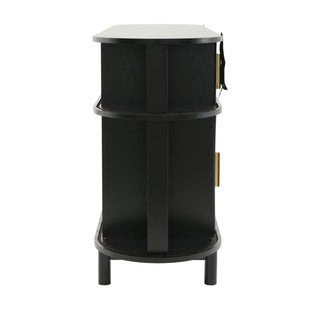 Fluted Sideboard Buffet Cabinet With Sliding Doors And Adjustable Shelves