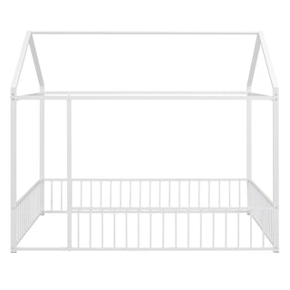 Metal Bed House Bed Frame With Fence