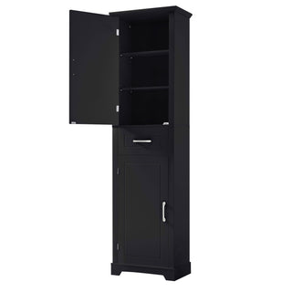 Tall Freestanding Bathroom Storage Cabinet With 2 Doors And Adjustable Shelves