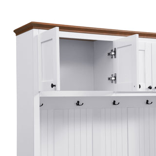 Entryway Hall Tree With Storage Bench, Coat Rack Shoe Bench With Cabinets