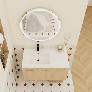 Wall Mounted Floating Bathroom Vanity With Sink, 3 Door Modular Cabinet