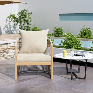 Modern Curved Aluminum Lounge Chair With Stylish Rope Weave Design And Cushioned Comfort For Outdoor