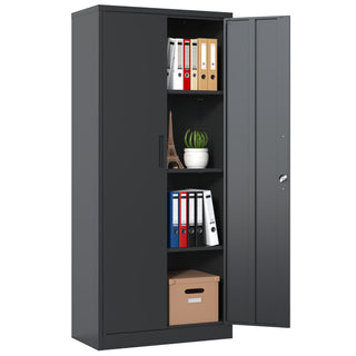 Heavy Metal Garage Storage Cabinet With Locking Doors, Steel, Adjustable Shelves