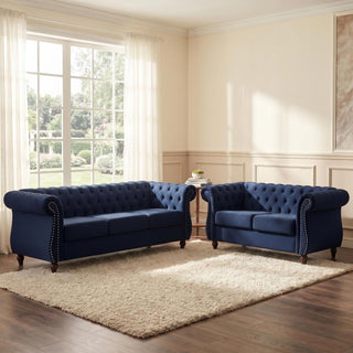 Chesterfield Button Tufted Loveseat With Rolled Arms
