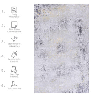 Maval - 6' X 9' Washable Area Rug - Gray