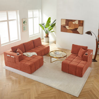 U - Shaped Sectional Sofa, Cup Holders & Side Pockets For Living Room