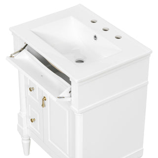Freestanding Bathroom Vanity With Sink, Adjustable Shelf & Flip Drawer