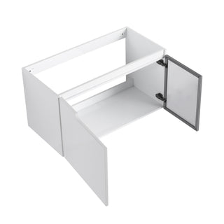 36" (35 1 / 4") Wall Mounted Bathroom Vanity, Cabinet With Half Door (Excluding Sink) - Glossy White