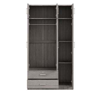 Modern 3 Door Mirror Wardrobe With 2 Drawers And Top Cabinet