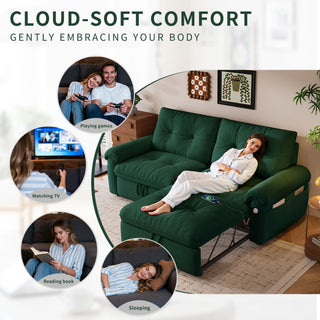 Cloud Like Convertible Sofa Bed For Living Rooms - Green