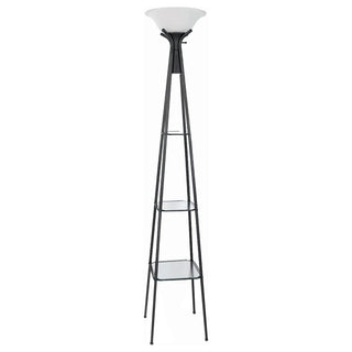 Sentinel - 3 Shelf Frosted Torchiere Floor Lamp With Shelves - Black