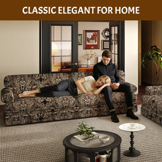 Luxuriously Comfortable Cloud Couch Sofa With Elegant Rolled Arms & Pleated Skirt Design