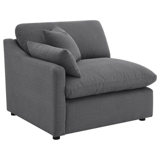 6 Piece Upholstered Modular Sectional Sofa With Reversible Cushions And Ottoman - Charcoal