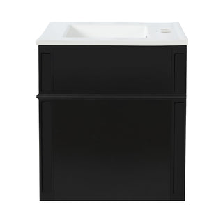 Wall Mounted Bathroom Vanity With Tip Out Drawer And Open Back Design