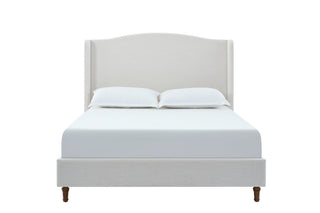 Hannah - Upholstered Wingback Bed Size / Tall Headboard Upholstered King Bed / Premium Textured Look / Minimalist Designs / No Box Spring Needed