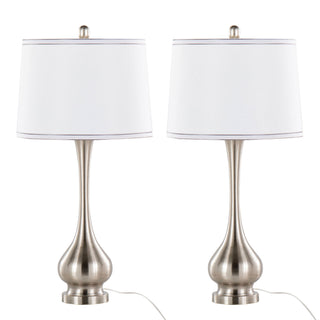 Cairo - Contemporary Table Lamp (Set of 2) - Nickel / White / Silver Trim