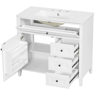 Bathroom Vanity With Sink, Cabinet With 3 Drawers And Adjustable Shelf