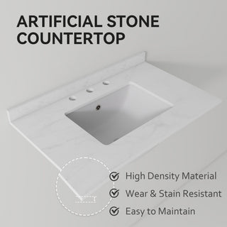 Basin Sink, Triple Faucet Holes, 2" Thick Rim, Sink Only