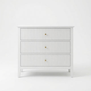 3 Drawer Nightstand, Wide With Soft Close Slides - White