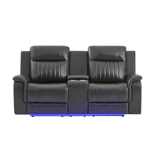 Ian - Power Reclining Sofa With LED Lighting, Surround Sound & Subwoofer - Charcoal