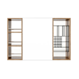 Wall Mounted Bathroom Mirror Cabinet With Adjustable Shelves Storage Cabinet - Imitative Oak