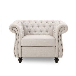 Nexuson - Upholstered Chesterfield Chair With Deep Tufted And Nailhead Trim