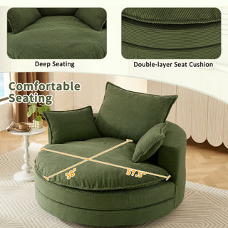 360° Swivel Accent Barrel Chair With Dual Layer Cushion And 3 Removable Pillows