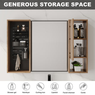 41.6" Wall Mounted Bathroom Cabinet With Soft Close Door, Storage Cabinet Featuring - Imitative Oak