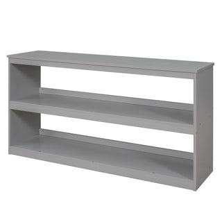 Loft Low Study Bed With Cabinet, Shelves And Rolling Portable Desk, Multiple Functions