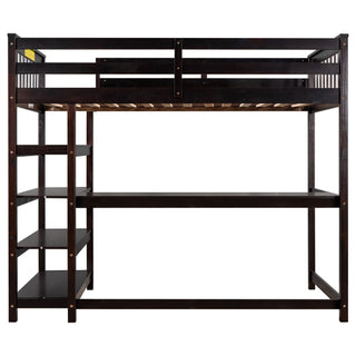 Loft Bed With Storage Shelves And Under Bed Desk